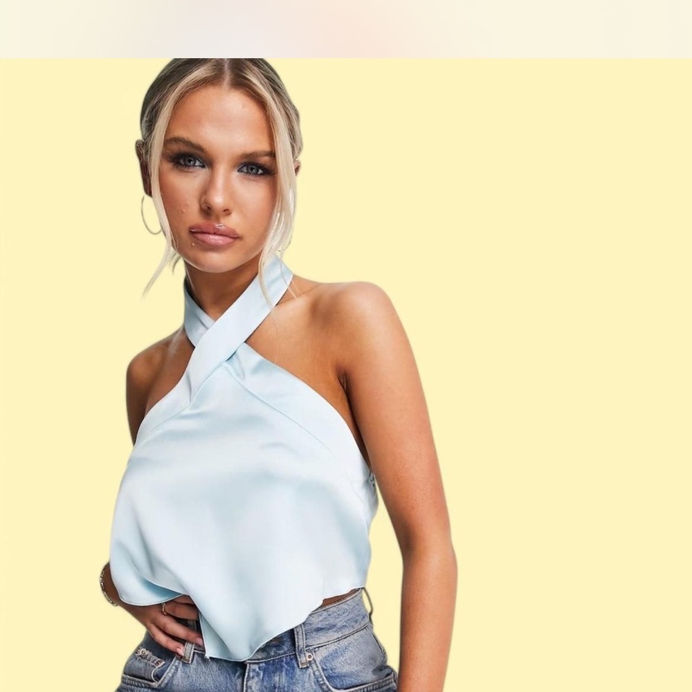 Women's Light Blue Halter Top